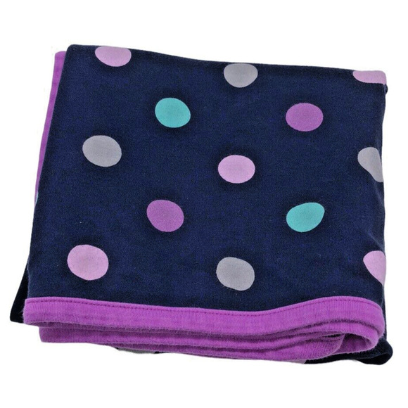 Just One You by Carters Blanket Knit Blue Purple Polka Dot Knit Cotton 31" x 31" - Picture 1 of 5